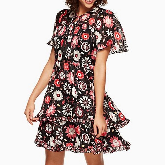 NWT Kate Spade Flora A-line Silk Dress - Picture 2 of 8